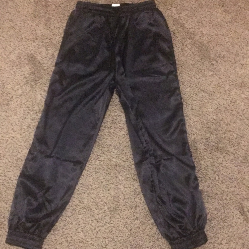 Black shiny sweatpants